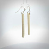Hand carved medium sized, bone drop earrings. Hand made by Kristal Thompson. One only bone drop earrings. Real bone art to wear. Free Shipping worldwide